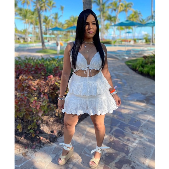 Eyelet Ruffle Mini Dress - Picture 3 of 5